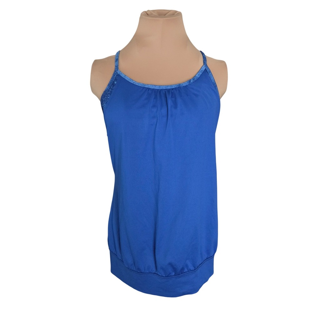 Old Navy Active Womens Blue Loose Fit Racerback Tank Top Built in Bra Size M
